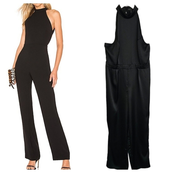 Rachel Zoe Black Satin Halter Jumpsuit - Picture 2 of 9